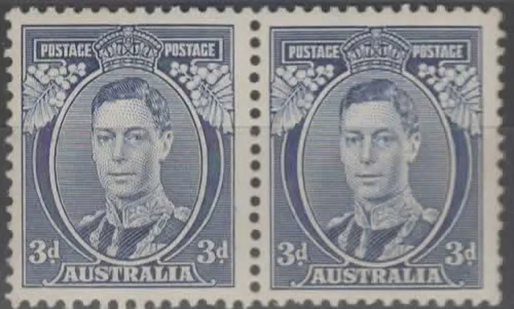 1937/48 3d blue Die Ia horiz pair. MUH but both ... Image 1++