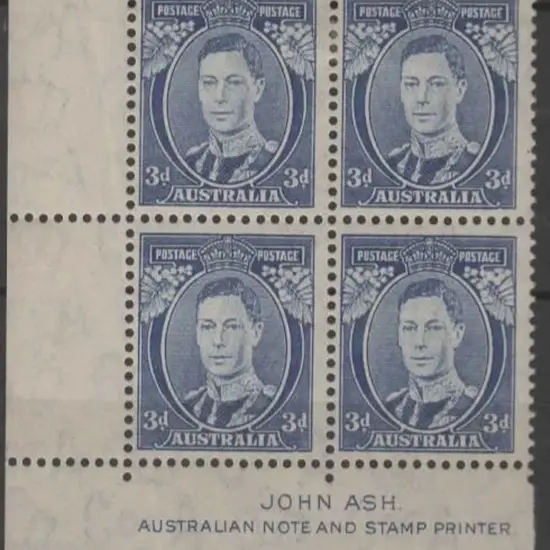 1937/48 3d blue, Die II on thin paper, Ash imprint ...