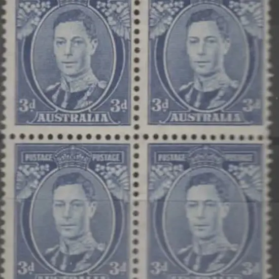 1937/48 3d blue Die III on thin paper block of 4. ...