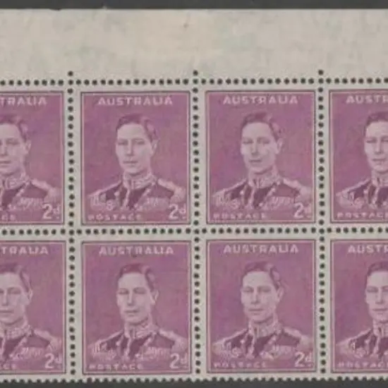 1937/56 2d bright purple KGVI selvedge strip of 16 ...