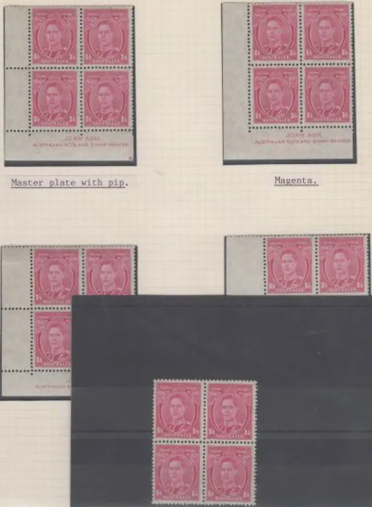 1937/56 1/4d magenta Ash imprint blocks MUH/MLH ... Image 1++
