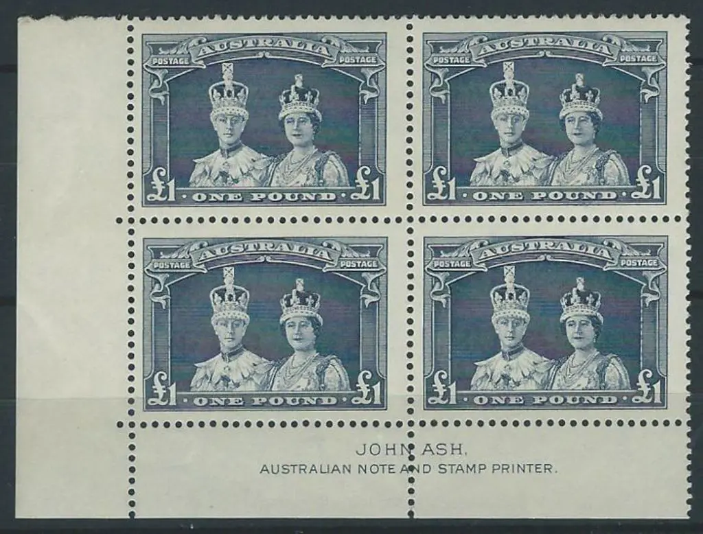 1937 £1 Robes on thick paper in Ash imprint block ... Image 1++