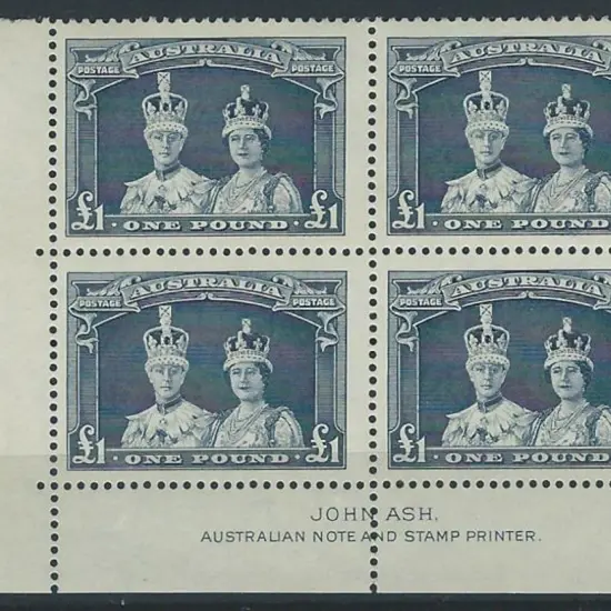 1937 £1 Robes on thick paper in Ash imprint block ...