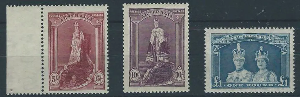 1937/48 Robes set of 3 on thin paper with 5/- ... Image 1++