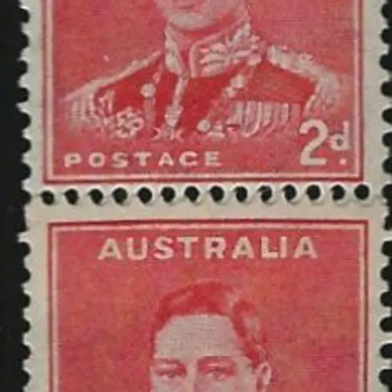 1938/41 2d scarlet KGVI coil pair with join. MUH. ...