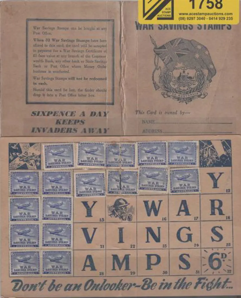 1940 6d spitfire War Savings Stamps x 17 on ... Image 1++