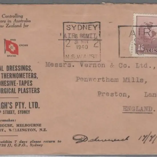 1940 (31st May) 1/6d Hermes on Censored cover to ...