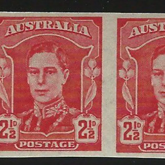 1942/50 2½d scarlet KGVI left marginal imperforate ...