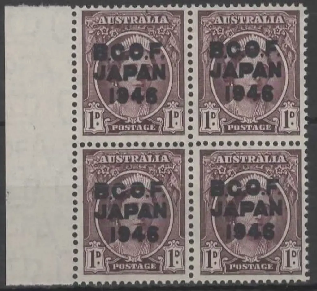 1946 BCOF ovpt on 1d QM marginal block of 4 with ... Image 1++
