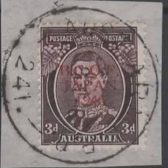 1946 BCOF proof ovpt in red on 3d brown KGVI tied ...