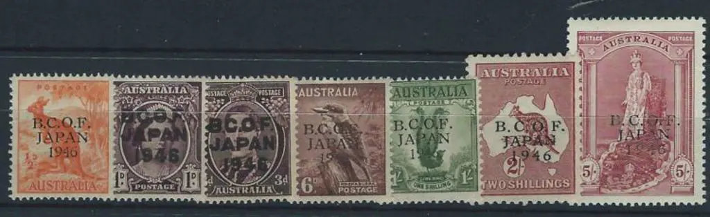 1946 BCOF set of 7 to 5/- Robes on thick paper ... Image 1++
