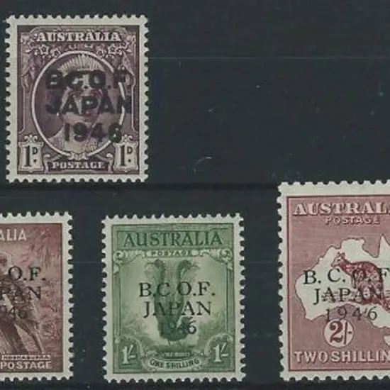 1946 BCOF set of 7 to 5/- Robes on thick paper. ...