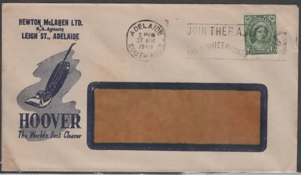 1949 (27th April) 1½d QM tied by Adelaide "Join ... Image 1++