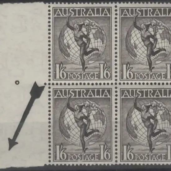 1949 1/6d Hermes Plate 1 block of 4. Fresh MUH ...
