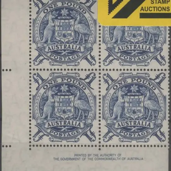 1949/50 £1 Arms in Authority imprint block of 4. ...