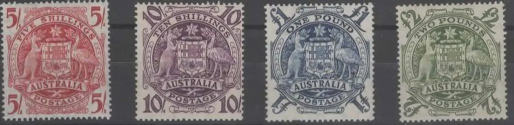 1949/50 Arms set of 4 to £2 all MUH. 10/- centered ... Image 1++