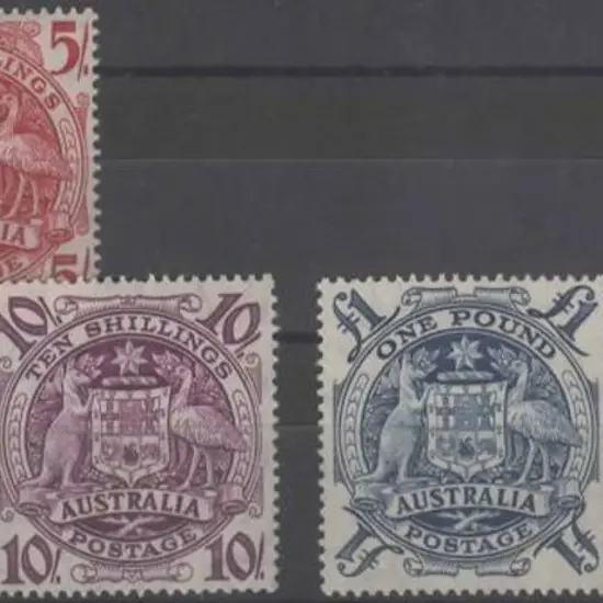 1949/50 Arms set of 4 to £2 plus 5/- on thin paper ...