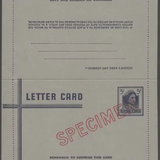 1959 5d QEII Letter Card ovptd "SPECIMEN". Fine ...