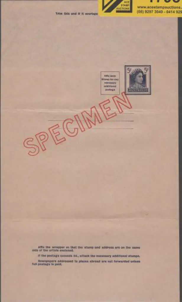 1959 5d QEII PO wrapper ovptd "SPECIMEN". Fine ... Image 1++