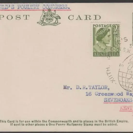 1962 (10th Aug) "XIIth WORLD'S POULTRY CONGRESS, ...