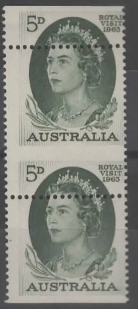 1963 5d Royal Visit in vert pair with horizontal ... Image 1++