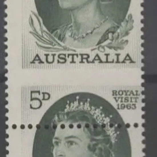 1963 5d Royal Visit in vert pair with horizontal ...