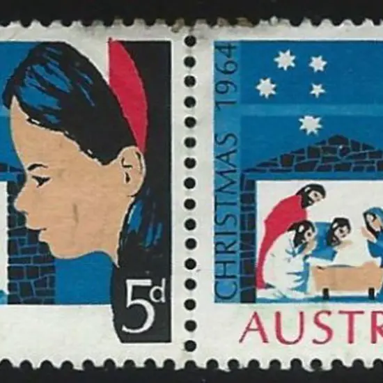 1964 5d Christmas pair with left hand stamp ...