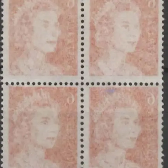 1970 6c orange QEII block of 4 with complete ...