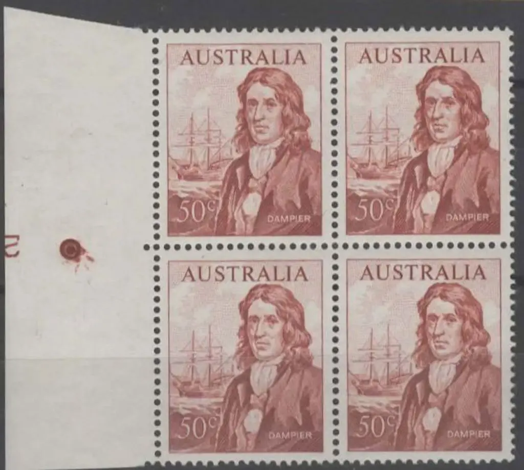 1966 50c Dampier left hand marginal block of 4 ... Image 1++