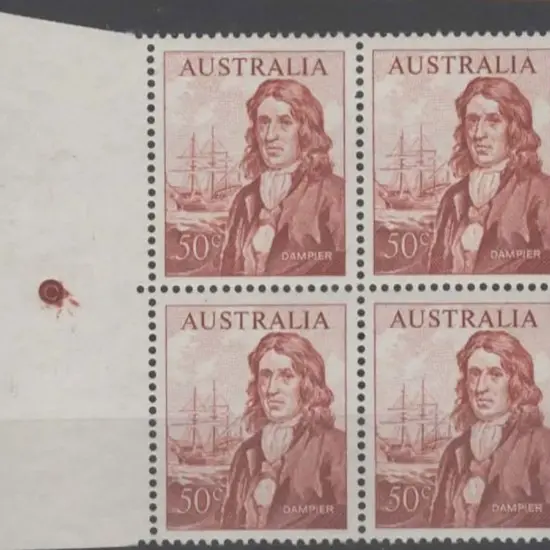 1966 50c Dampier left hand marginal block of 4 ...