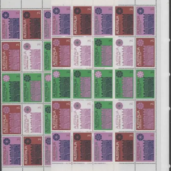 1971 Christmas panes of 25 on both white & cream ...