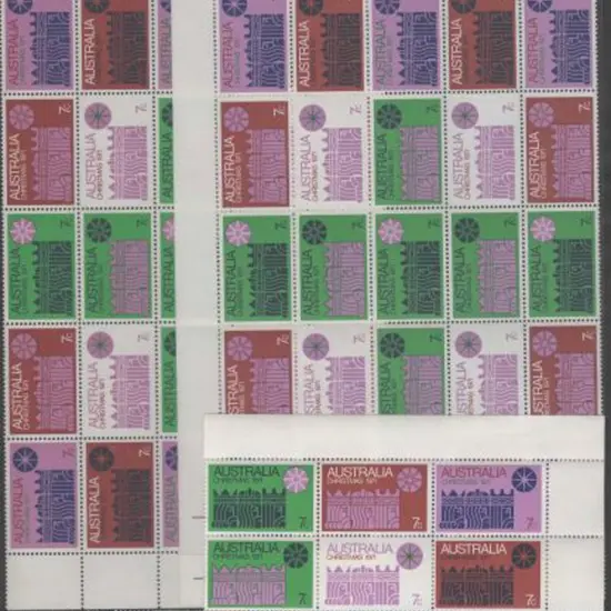 1971 Christmas panes of 25 on both white & cream ...