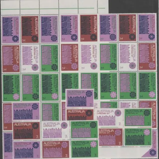 1971 Christmas panes of 25 on cream paper x 2 plus ...