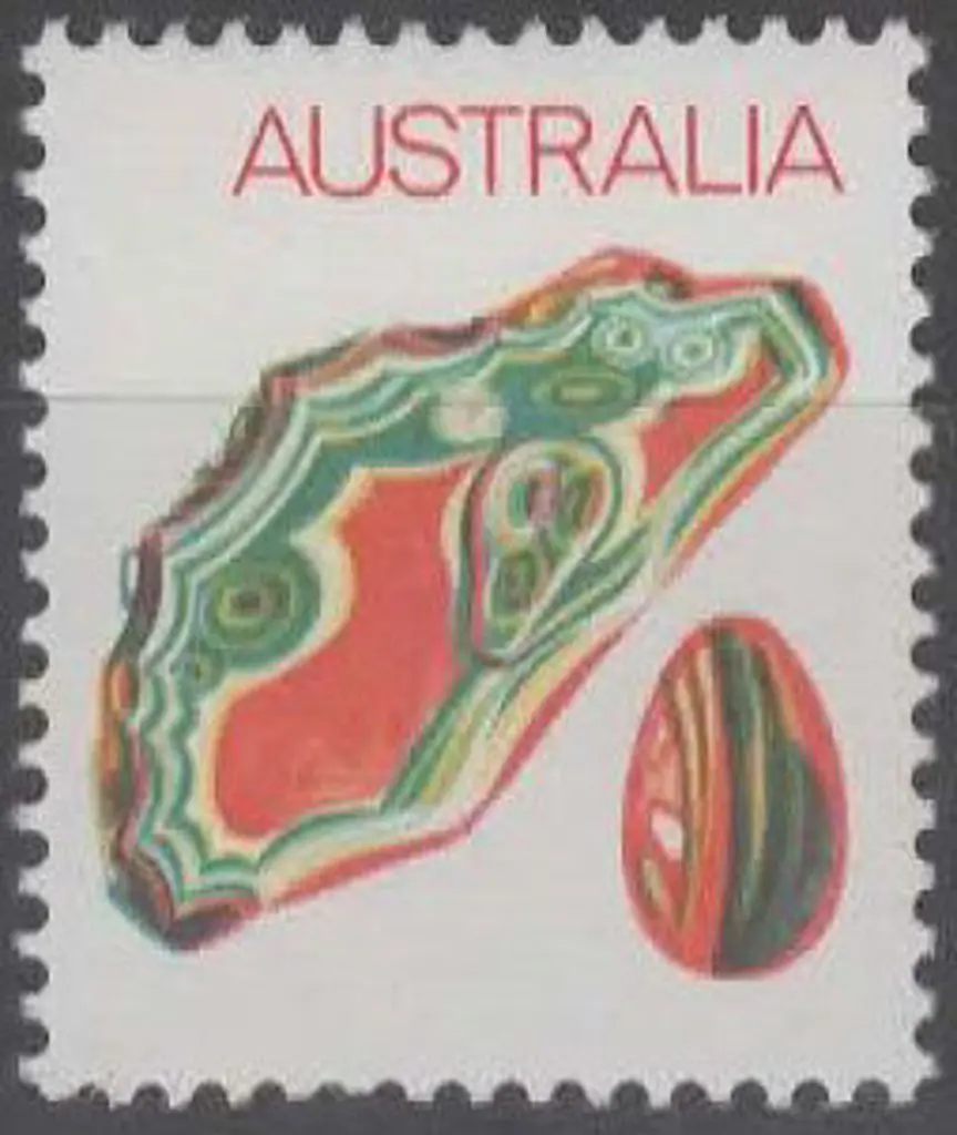 1973 7¢ agate with black omitted resulting in "7¢" ... Image 1++