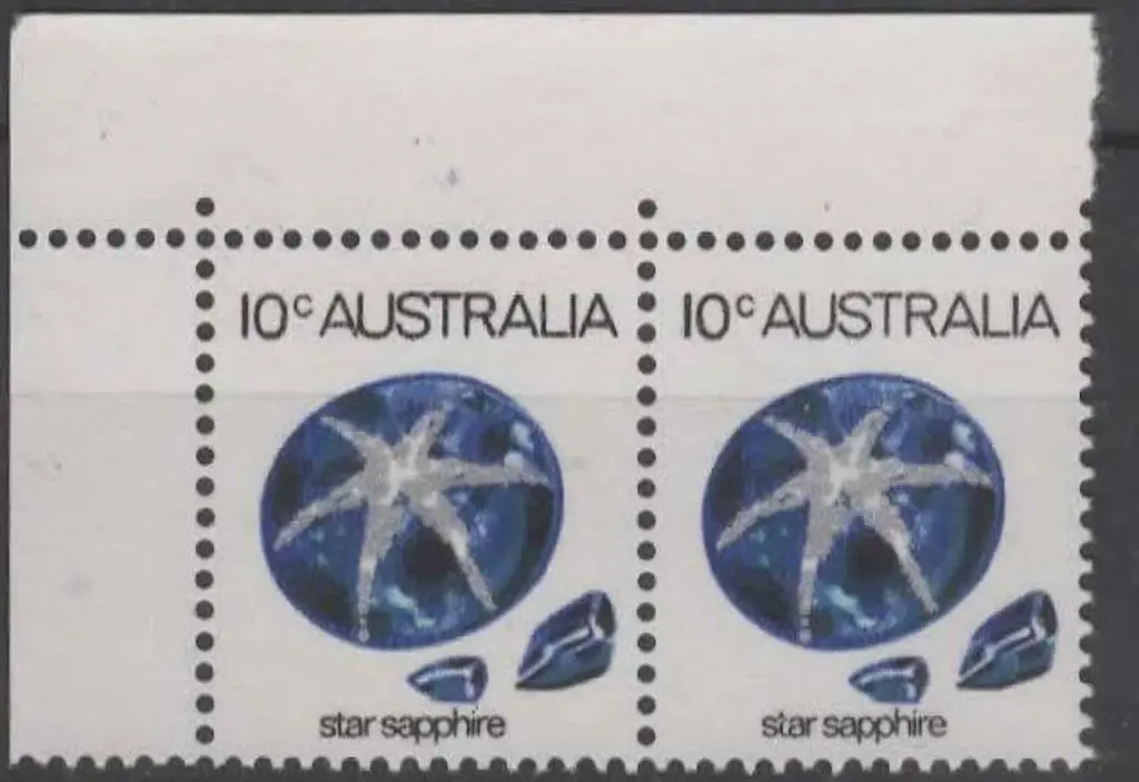 1974 10¢ Star Sapphire top left corner pair ... Image 1++