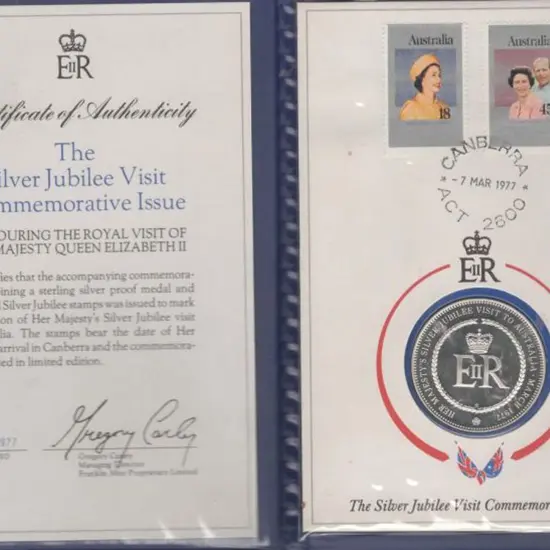 1977 (7th March) Silver Jubilee stamp pair (pmkd ...