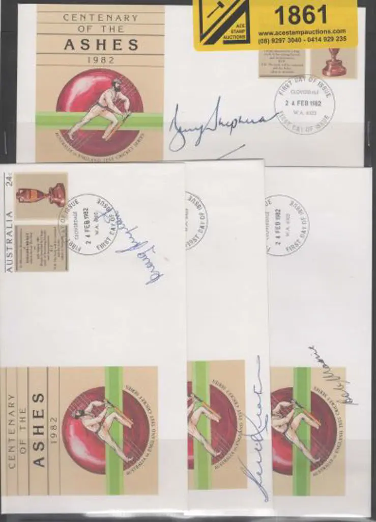 1982 Ashes Cent of Cricket PSE's signed by Barry ... Image 1++