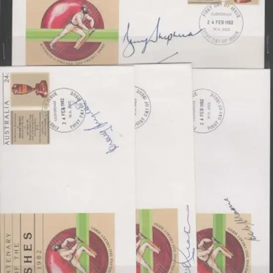 1982 Ashes Cent of Cricket PSE's signed by Barry ...