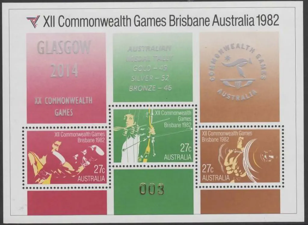 1982 Commonwealth Games M/S overprinted "GLASGOW ... Image 1++