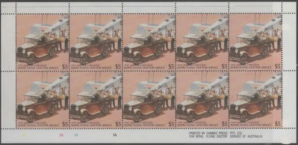 1984 $5 Royal Flying Doctor sheetlet of 10 ... Image 1++