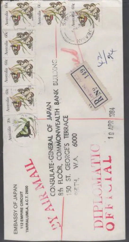 1984 (April) Embassy of Japan, Canberra Registered ... Image 1++