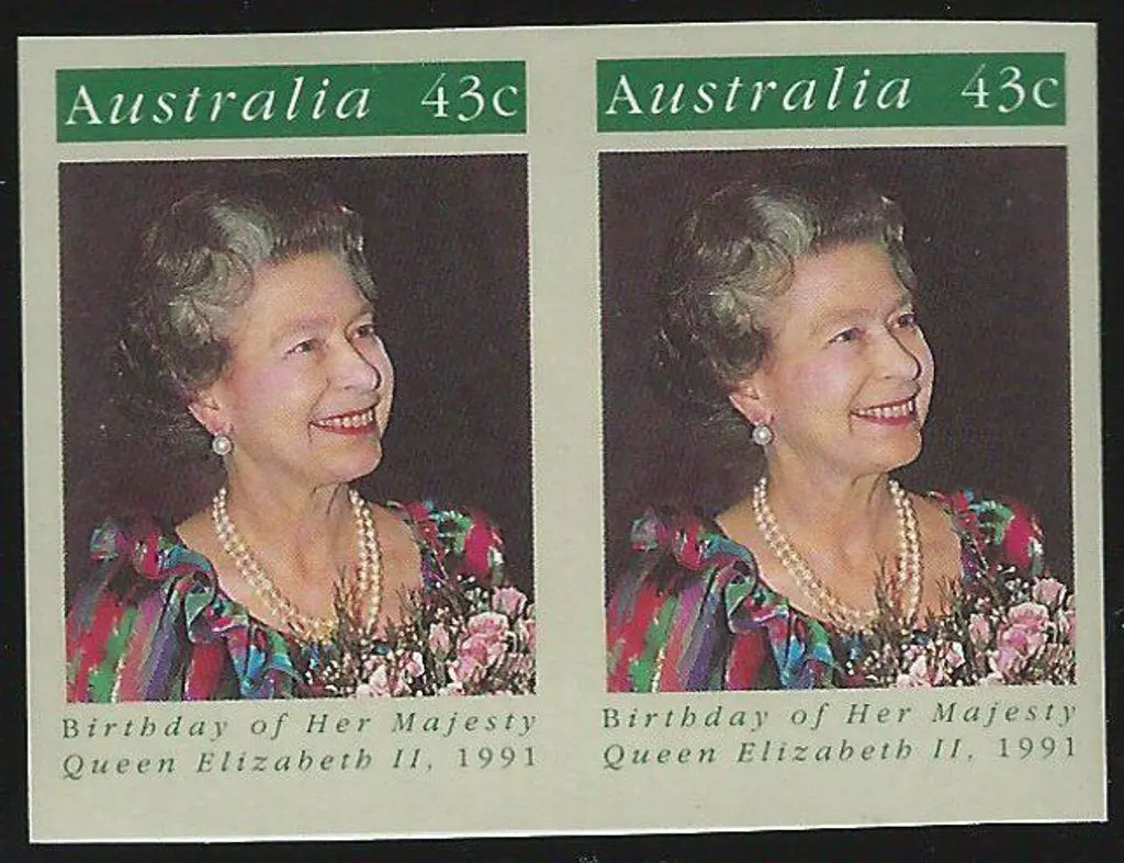 1991 43¢ Queen's Birthday imperforate proof pair. ... Image 1++