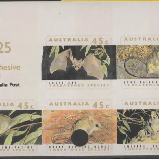 1992 $2.25 Threatened Species sheetlet of 5 with ...