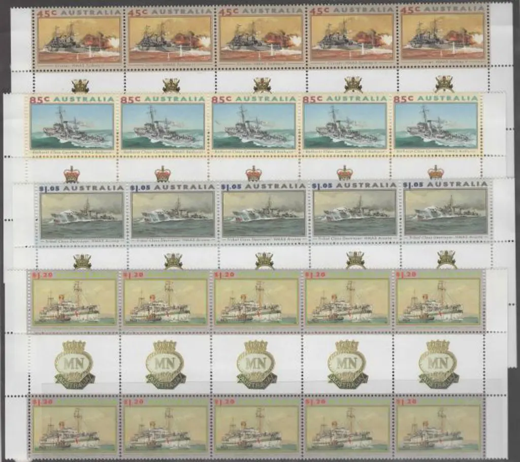 1993 WWII Naval ships set of 4 in MUH gutter ... Image 1++