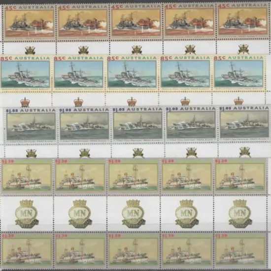 1993 WWII Naval ships set of 4 in MUH gutter ...