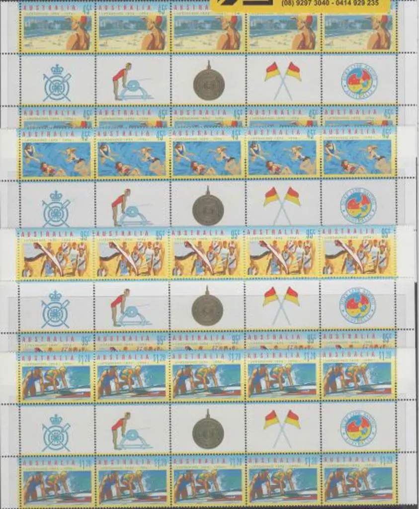 1994 Lifesaving set of 4 in gutter blocks of 10 ... Image 1++