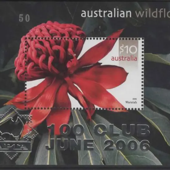 2006 $10 Wildflowers M/S ovptd "100 Club June ...