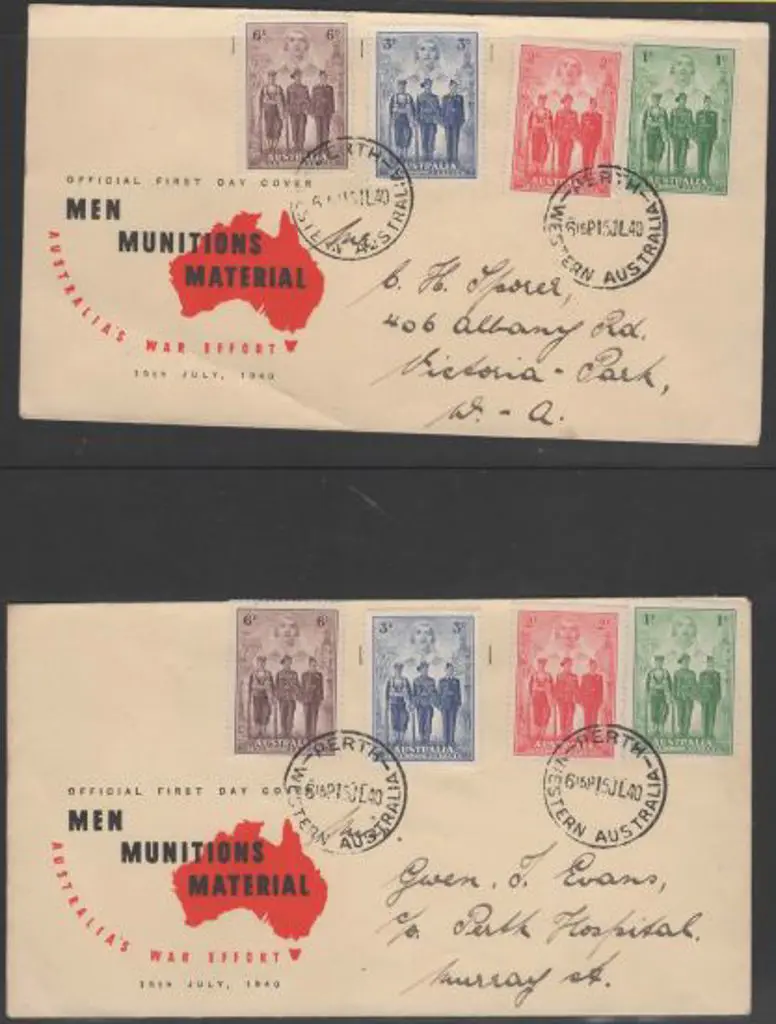 1940 (15th July) AIF set of 4 on "Men, Munitions, ... Image 1++