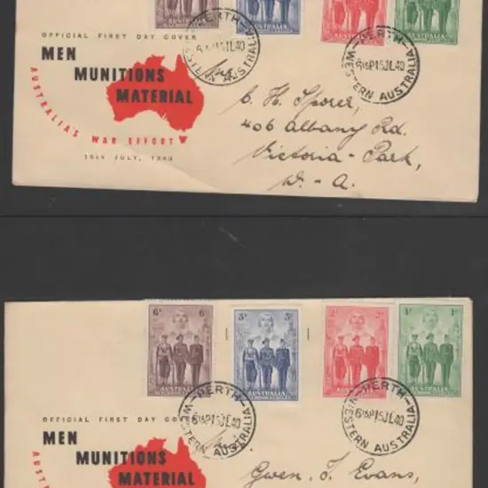 1940 (15th July) AIF set of 4 on "Men, Munitions, ...