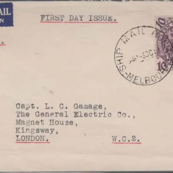 1949 (3rd Oct) 10/- Arms on plain cover with "Ship ...